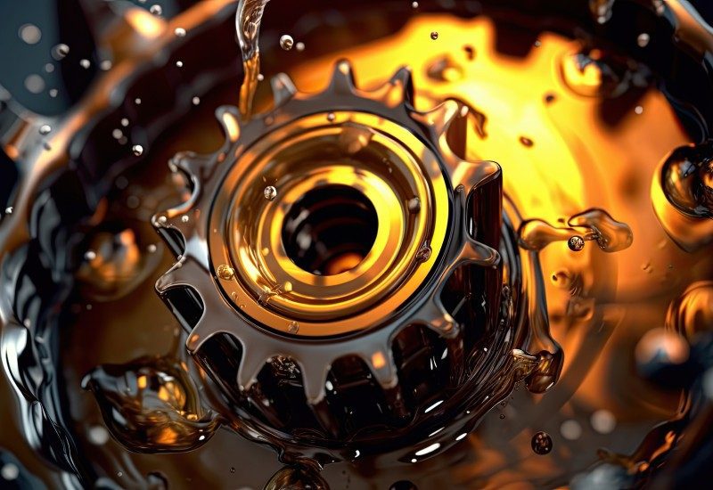 Essential Oils: Why Lubricants Were Key to Industrialization 1 An industrial gear is lubricated with oil. There are various liquid droplets moving around as the gear turns.